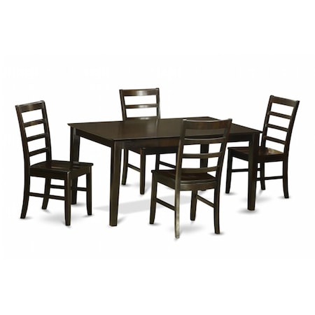 East West Furniture 5 Piece Dining Room Table Set-Glass Top Dining Table and 4 Dining Room Chairs CAPF5-CAP-W